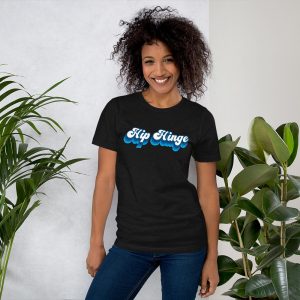 Women’s Hip Hinge Statement T-Shirt (Blue Lettering)